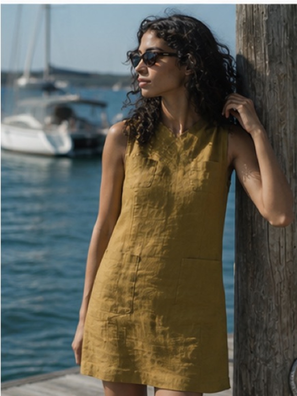 NWT DÔEN Bennett Linen Dress in Golden Olive Sz S - Picture 6 of 17